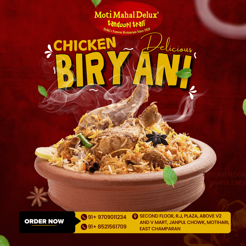 Moti Mahal Delux Chicken Biryani Menu Spotlight