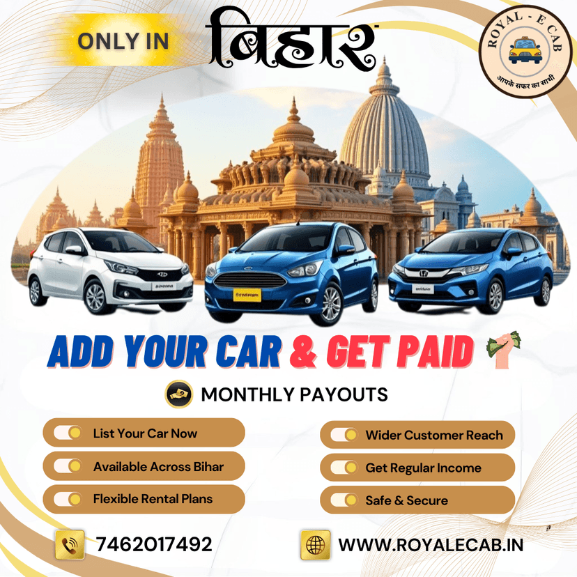 RoyaleCab Car Listing & Monthly Income Banner