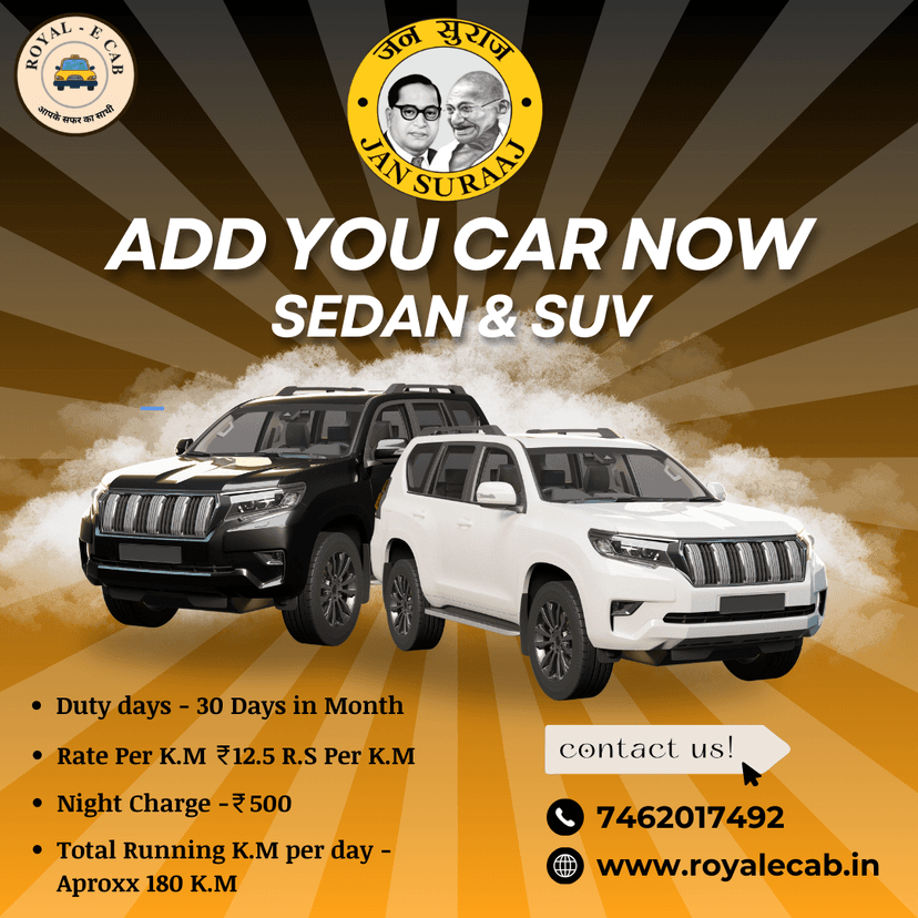 RoyaleCab Sedan/SUV Rental Pricing Banner